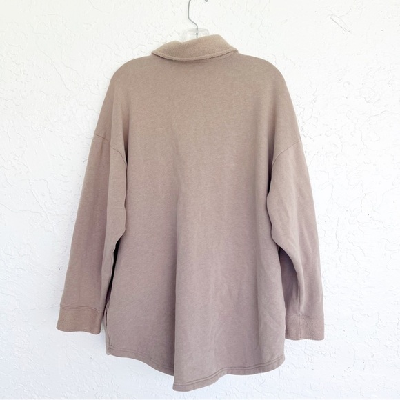 Mens Hollister Comfortable Tan Shacket Cotton Snap Front Cozy Sweater Size XL - Picture 4 of 6